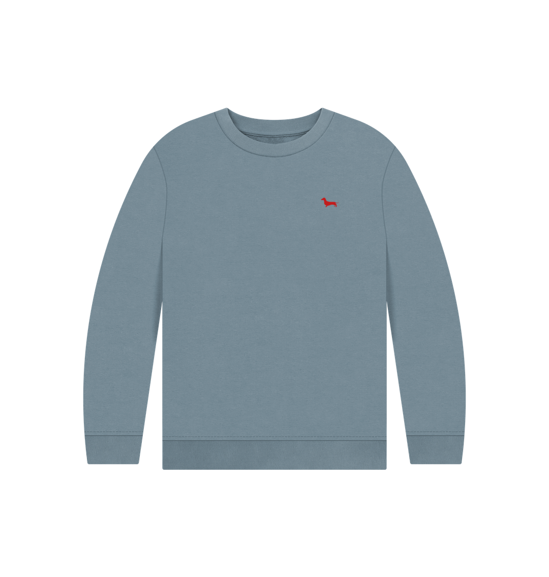 Stone Blue Quaint Kids Jumper - Embroidered