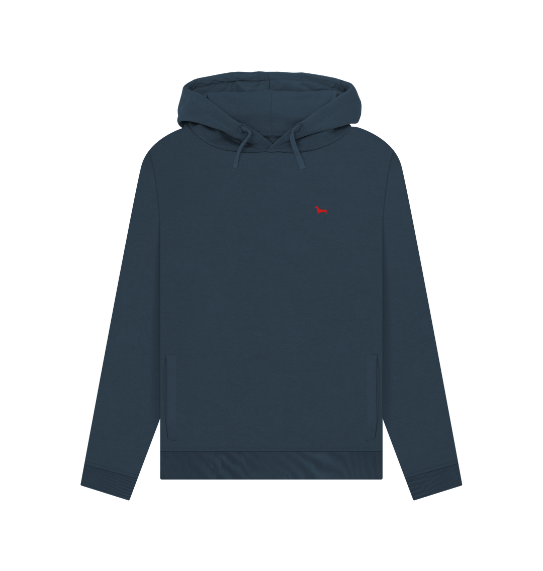 Navy Blue Quaint Ladies Hoodie - Embroidered